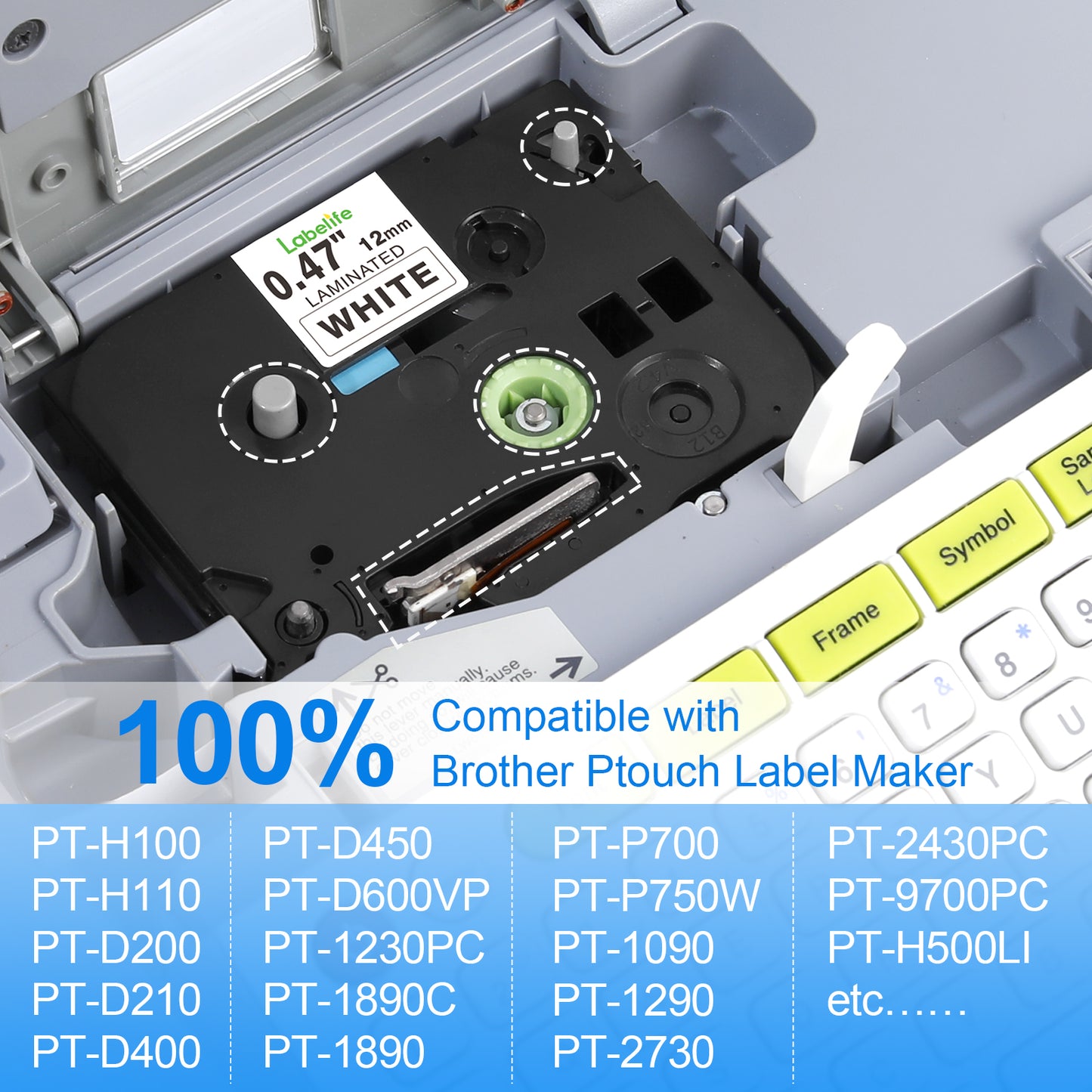 Labelife TZe-121 Compatible with Brother TZe TZ Tape 9mm 0.35 Laminated Clear Ptouch TZe121 TZ-121 Label Maker Tape for Brother P Touch PTD210 PTD220 PTD400 PTD600 PTH110 PT-P710BT, 4-Pack