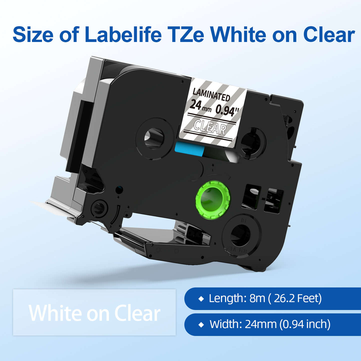 TZ White on Clear Label Tape 1" Replace for Brother P Touch TZe TZ Tape 24mm 0.94 Laminated Clear TZe-155 TZe155 Compatible with Ptouch PTD600 PT-D610BT PT-P710BT Label Maker, 4-Pack White on Clear