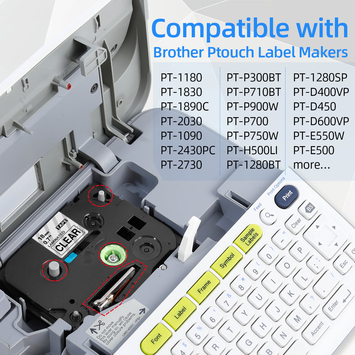 Labelife 18mm Label Tape Replace for Brother P Touch TZe TZ Tape 18mm 0.7 Laminated White/Clear/Black for Brother Ptouch PTD600 PTD400AD 1880 PT-P710BT Label Maker Tape 18mm 3/4'', 4-Pack