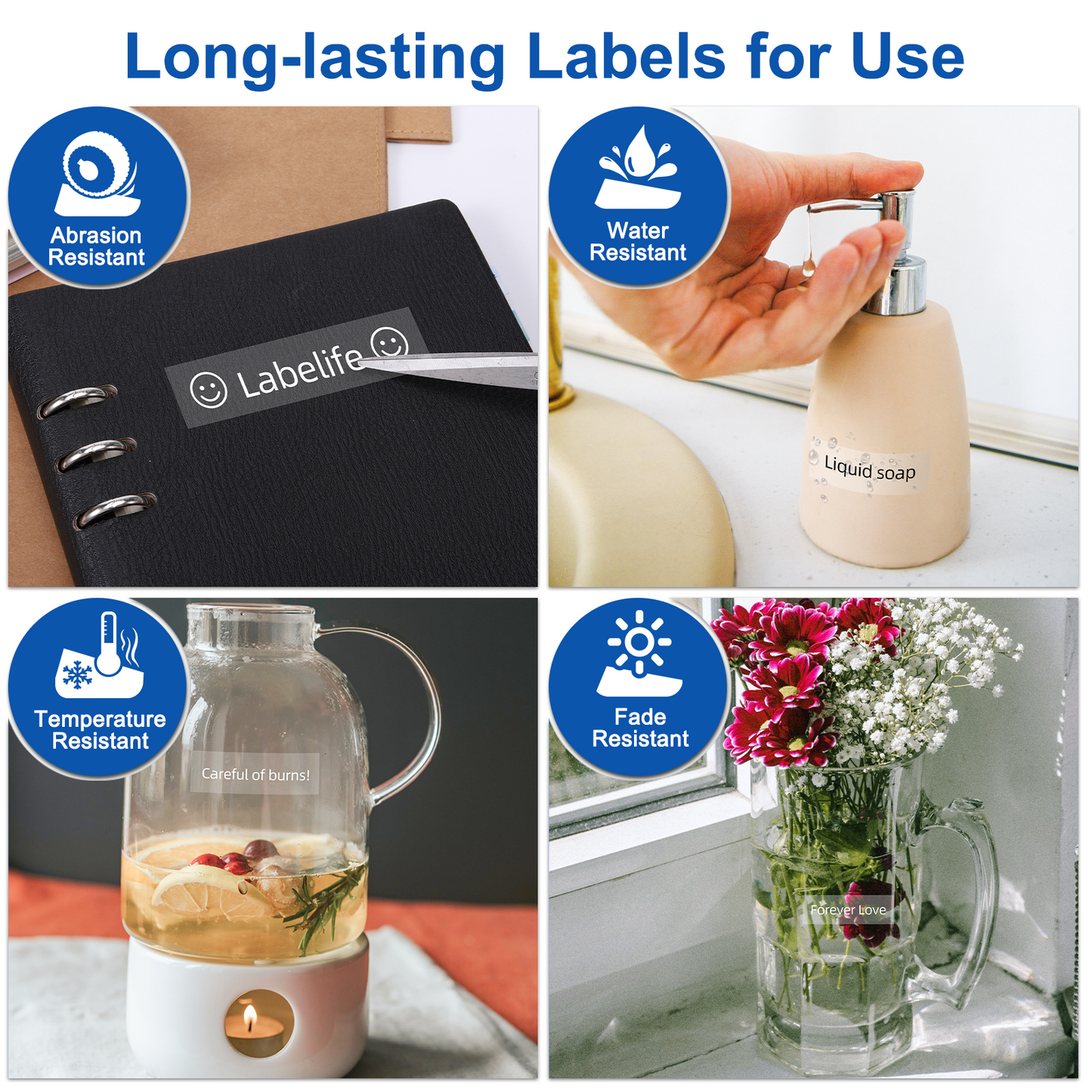 TZ White on Clear Label Tape 1" Replace for Brother P Touch TZe TZ Tape 24mm 0.94 Laminated Clear TZe-155 TZe155 Compatible with Ptouch PTD600 PT-D610BT PT-P710BT Label Maker, 4-Pack White on Clear