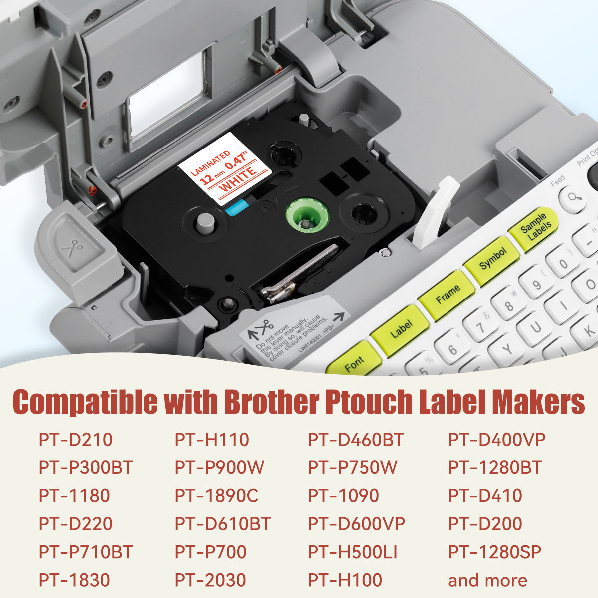 Labelife TZe-232 Replace for Brother P Touch Label Tape Red on White TZe232 TZe TZ Tape 12mm 0.47 1/2 Laminated Work for Brother PT D210 H110 D600 1230PC Label Maker, 4 Pack