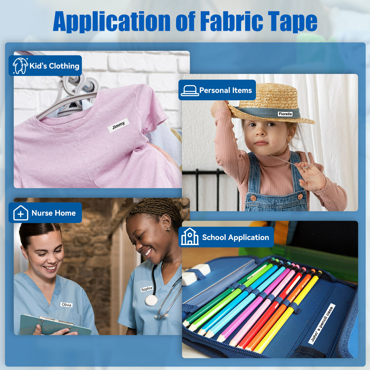 Labelife TZe-FA231 TZe-FA3 Replace for Brother Iron-On Fabric Label Tape TZ 12mm 0.47" White Compatible with Brother Ptouch PTD400 PTD210 PT-1280 Label Maker, 4-Pack