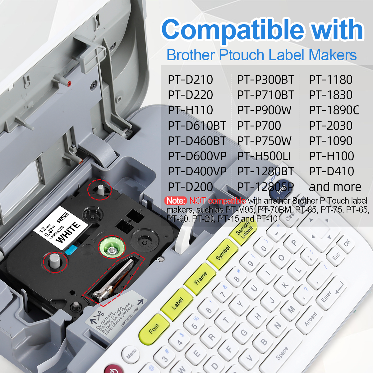 Labelife 6-Pack P Touch Label Tape Replacement for Brother TZe-231 TZe TZ Tape 12mm 0.47 Laminated White TZe231 TZ231 for Brother Label Maker PT-D210 PT-D220 PT-H110 PT-D400 PT-D610BT D410 D600 D460BT