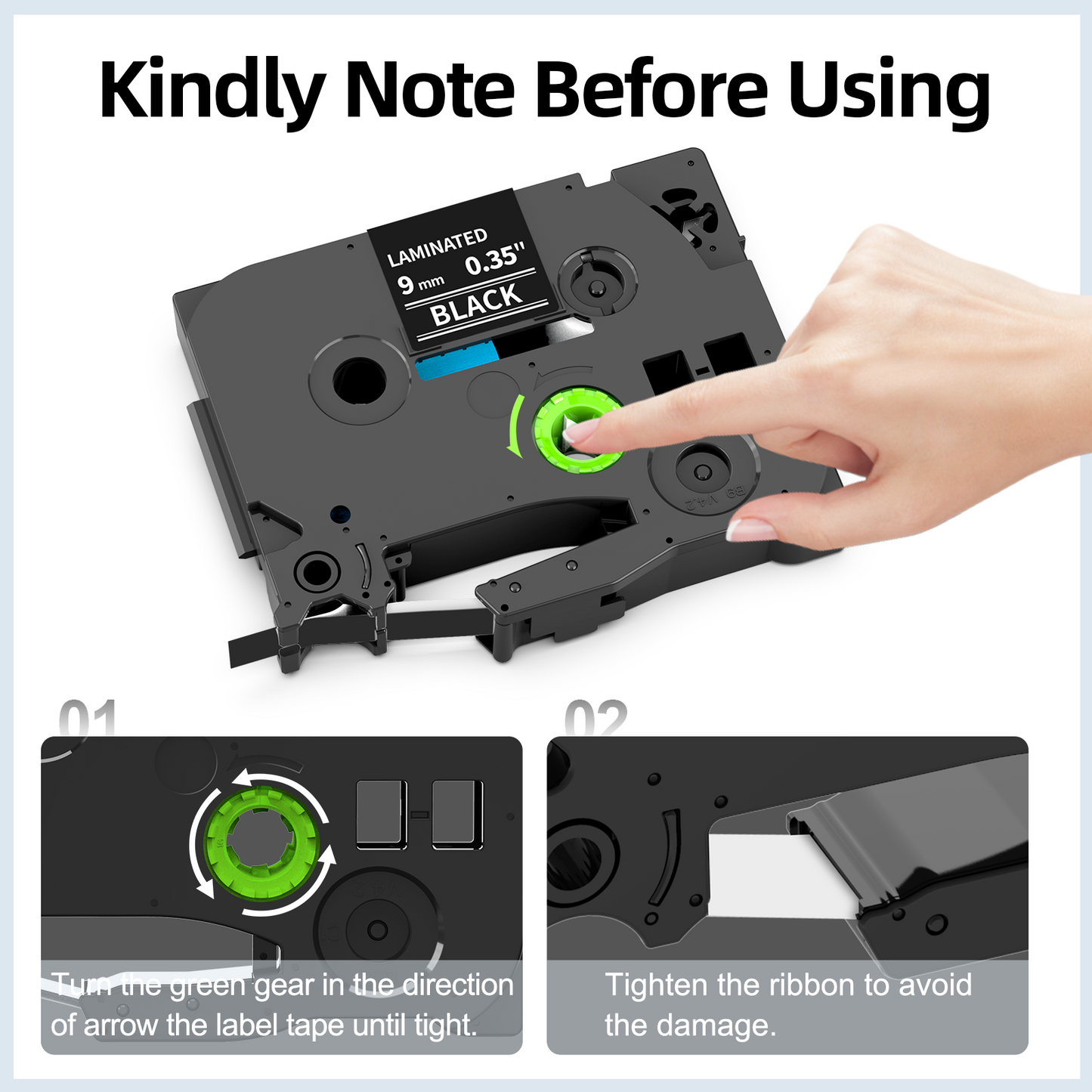 Labelife 9mm Label Tape White on Black Replace for Brother TZe TZ Tape 9mm 0.35" Laminated TZe-325 TZe325 Label Maker Tape 3/8'' for P Touch PT-D210 PT-D220 PT-D200 PT-H110 PT-D400 PT-D610BT