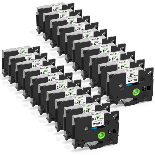Labelife 20-Pack Compatible Brother P Touch TZe TZ Label Tape 12mm 0.47 Laminated White TZe-231 TZe231 Label Maker Tape for Brother PT-D210 PT-D220 PT-D400 PT-D600 PT-D610BT PT-D410 PT-P710BT PTP300BT