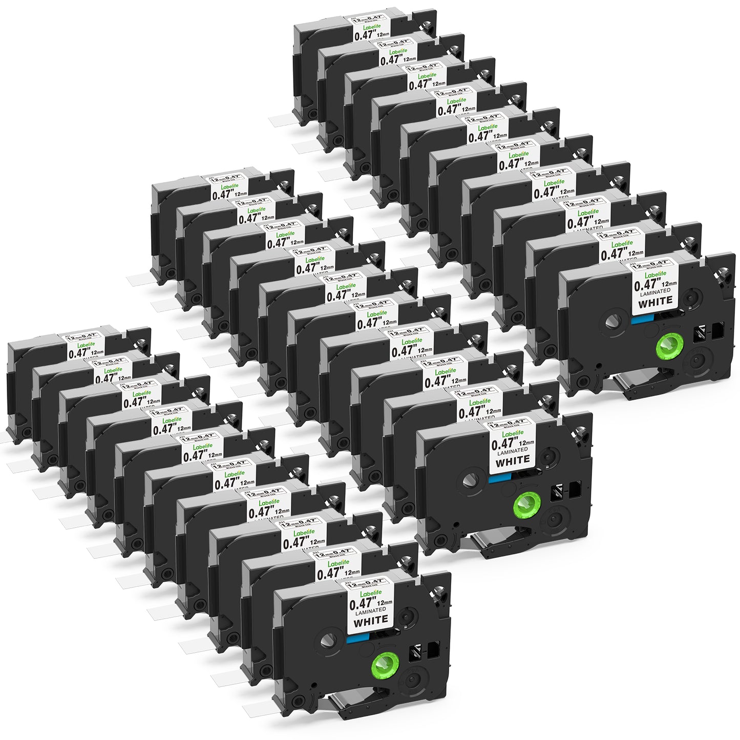 Labelife 30-Pack Compatible Brother P Touch TZe TZ Label Tape 12mm 0.47 Laminated White TZe-231 TZe231 Label Maker Tape for Brother PT-D210 PT-D220 PT-H110 PT-D400 PT-D600 PT-D610BT PT-D410 PT-P710BT