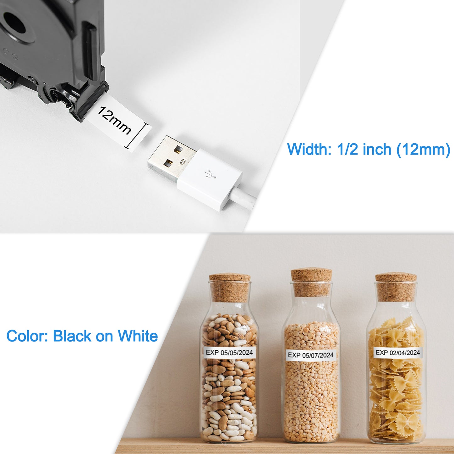 Labelife 5-Pack Replacement for Brother P Touch Label Tape TZe-231 TZe TZ Tape 12mm 0.47 Laminated White Label Tape TZe231 AZe-231 for Brother Ptouch PT-D210 PT-D220 PT-H110 PT-H111 PT-D400 PT-D600