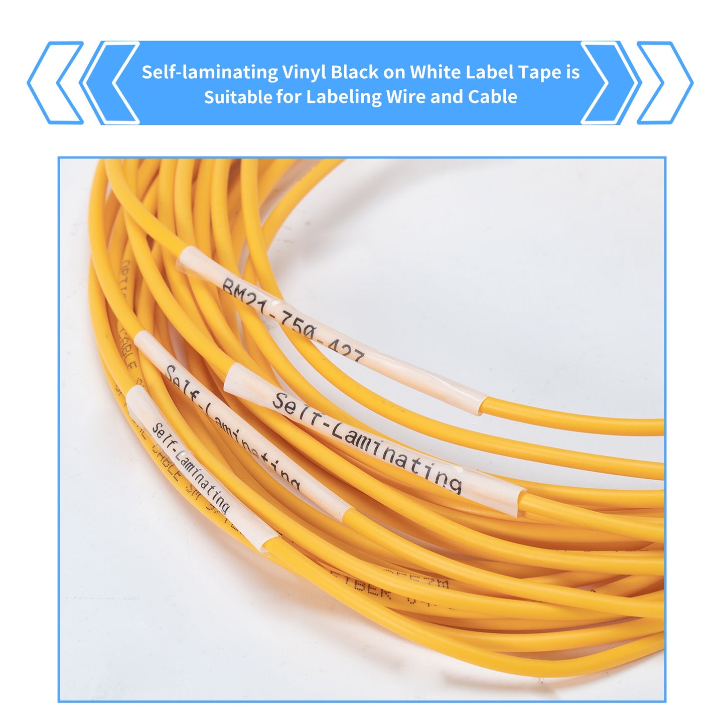 Labelife 3-Pack Compatible M21-750-427 Label Cartridge Self-Laminating Vinyl Cable and Wire Label Tape, Work with M210, M210-LAB, M211, BMP21-PLUS, BMP21-LAB Printer, 0.75 Inch Width, Black on White