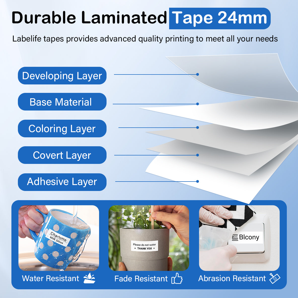 Labelife TZe-251 TZe TZ Tape 24mm 0.94 Compatible with Brother P Touch Label Maker Tape 24mm .94 Laminated White TZe251 TZ-251 1'' for Brother PT-D600 PT-D610BT PT-P710BT P700 P750W, 5-Pack