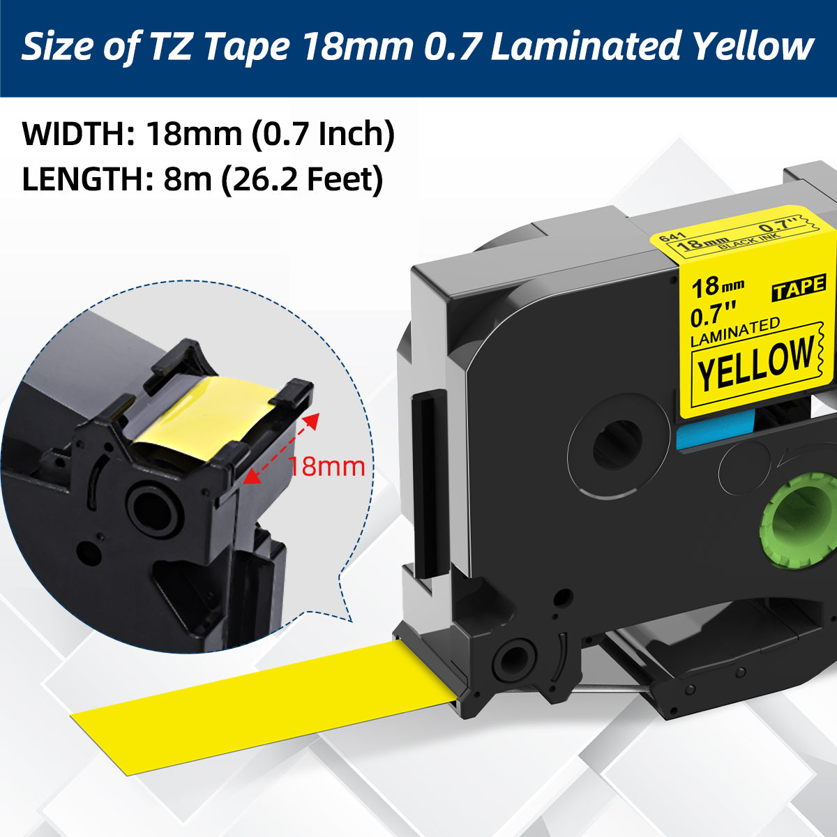 Labelife 18mm Label Tape Replacement for Brother P Touch TZe TZ Tape 18mm 0.7 Laminated TZe-641 TZe641 TZ641 for Ptouch PTD600 PTD400AD PT1880 Label Maker, 4-Pack Black on Yellow 3/4"