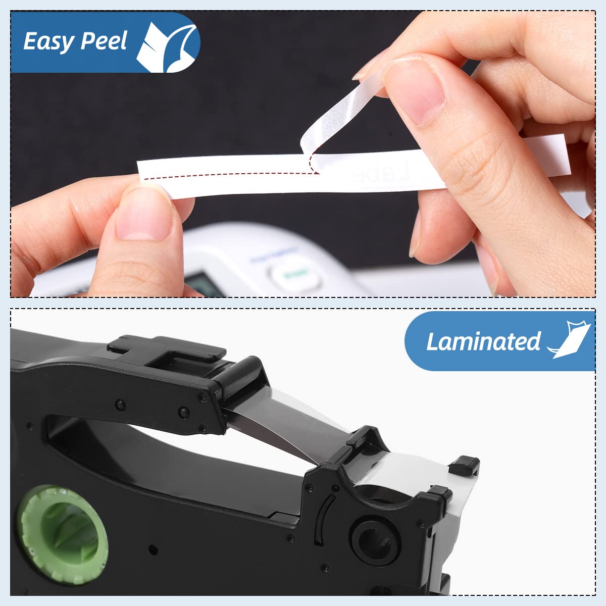 Labelife 6mm Label Maker Tape Clear TZe-111 Compatible with Brother TZe TZ Tape 6mm 0.23 1/4'' Laminated Clear TZe111 TZ-111 for P Touch PT-H110 PT-D210 PT-D220 PT-D400, 4-Pack, Black on Clear