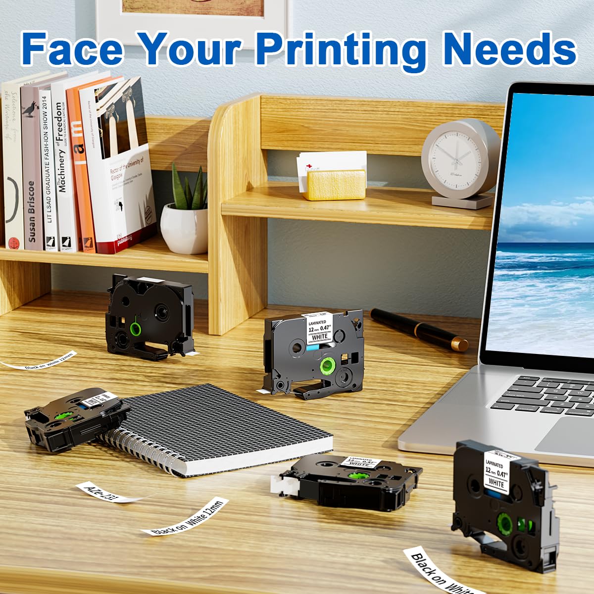 6 Pack TZe-231 Replace for Brother P Touch Label Maker Tape Laminated White TZe TZ Tape 12mm 0.47 1/2 Use for Brother Ptouch PT-D210 PTH110 PTD600 PTD400AD PTD220 PT-P710BT PT-1290 Label Makers