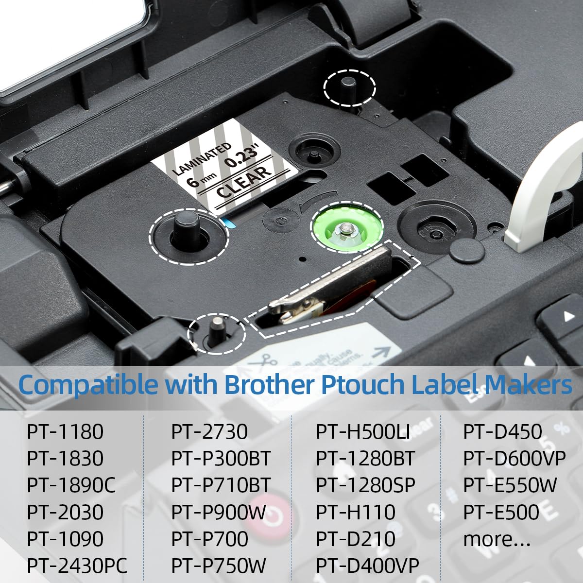 Labelife 6mm Label Maker Tape Clear TZe-111 Compatible with Brother TZe TZ Tape 6mm 0.23 1/4'' Laminated Clear TZe111 TZ-111 for P Touch PT-H110 PT-D210 PT-D220 PT-D400, 4-Pack, Black on Clear