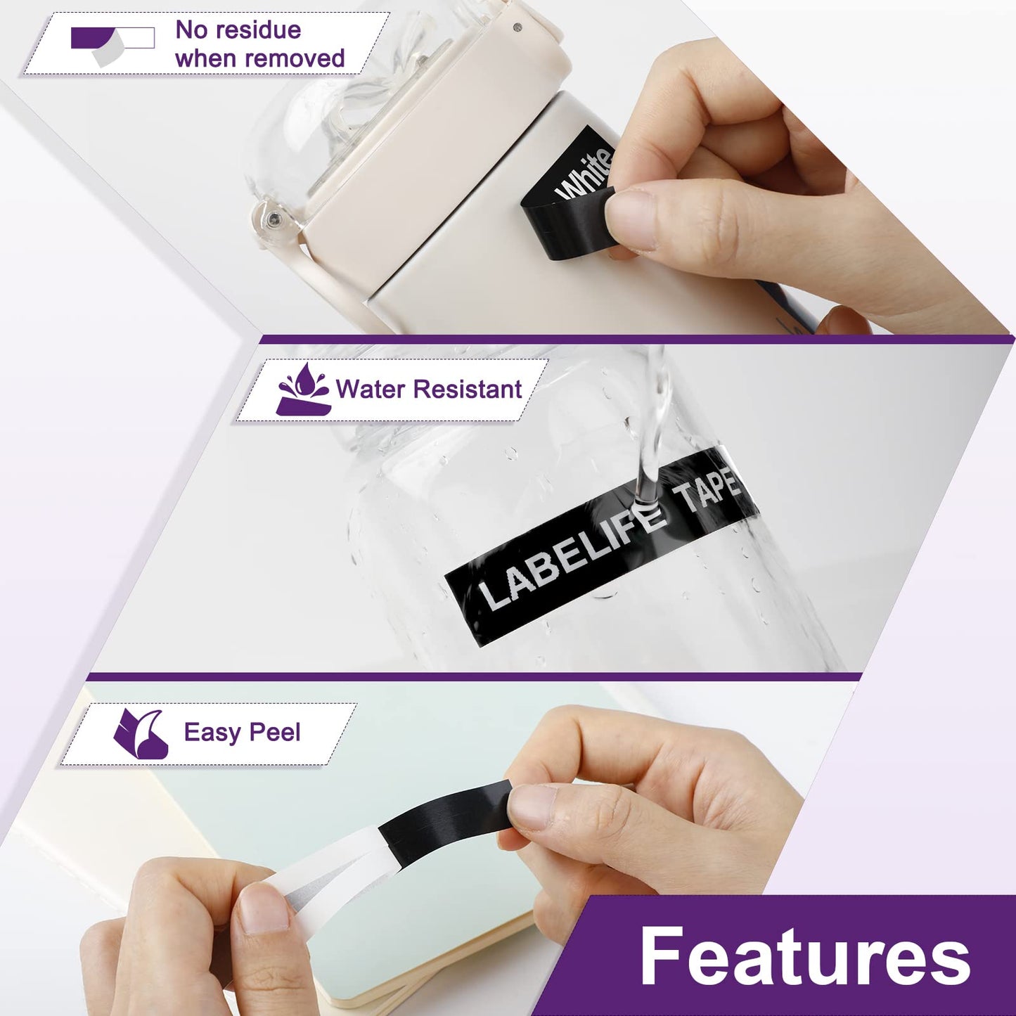 Black Label Tape Replacement for DYMO Label Maker Refills LetraTag Plastic 1/2 x 13 12mm x 4m Compatible with Dymo Letra Tag LT-100H 100T 200B QX50, 6-Pack, 913318 Label Tape White on Black