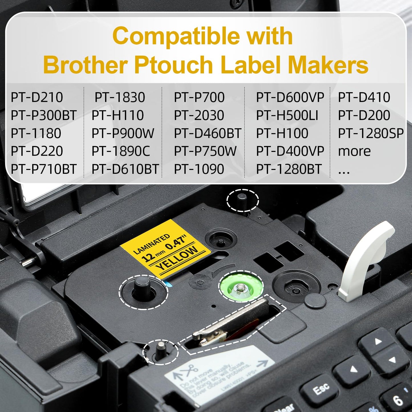 Labelife 12mm Yellow Label Tape TZe-631 Replace for Brother TZe TZ Tape 12mm 0.47 Laminated Yellow TZe631 TZ-631 P Touch Label Maker Tape for Brother Ptouch PT-D210 PT-D220 PT-H110 D600 D400, 4-Pack