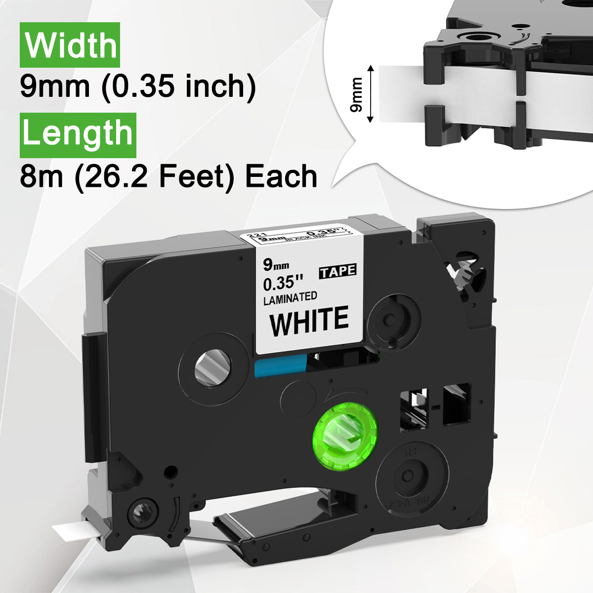 Labelife 6-Pack 9mm Label Tape Replacement for Brother P Touch TZe TZ Tape 9mm 0.35 Laminated Color Label Tape for Brother Ptouch Label Maker PT-D210 PT-D220 PT-D200 PT-H110 PT-D400 PT-1880, 3/8 Inch