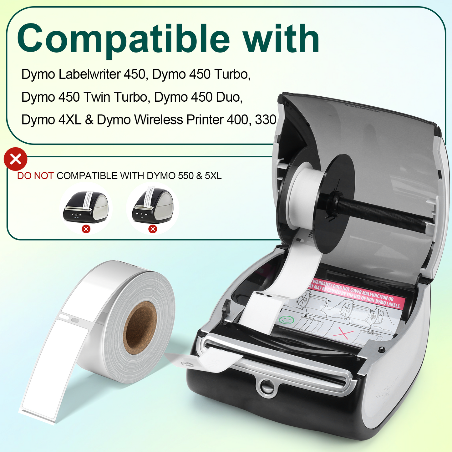 30 Rolls Compatible with DYMO 30252 Address Labels 1-1/8 x 3-1/2 Replace for Dymo Labels for Dymo 450, Dymo 450 Turbo, Dymo 450 Twin Turbo Pinter, 350 Labels/Roll