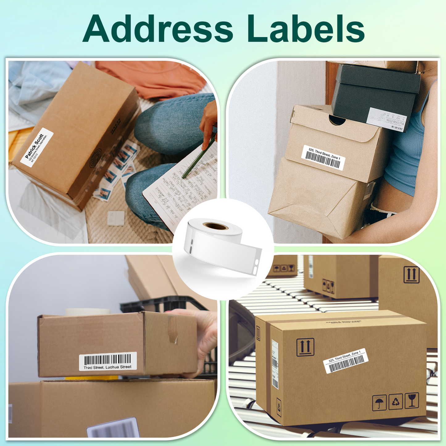 Compatible with DYMO Labels 30252 1-1/8'' x 3-1/2'' Address Barcode Labels Work with Dymo Labelwriter 450, 4XL, 400, 450 Turbo, Zebra Desktop Label Printers (10 Rolls /3500 Labels)