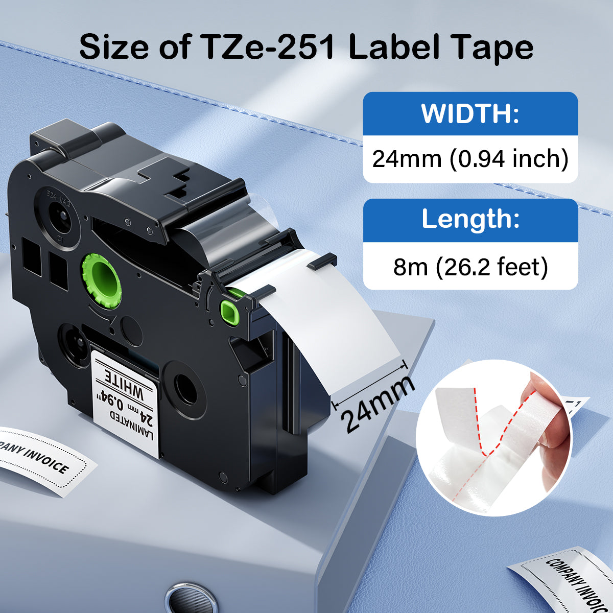 Labelife TZe-251 TZe TZ Tape 24mm 0.94 Compatible with Brother P Touch Label Maker Tape 24mm .94 Laminated White TZe251 TZ-251 1'' for Brother PT-D600 PT-D610BT PT-P710BT P700 P750W, 5-Pack