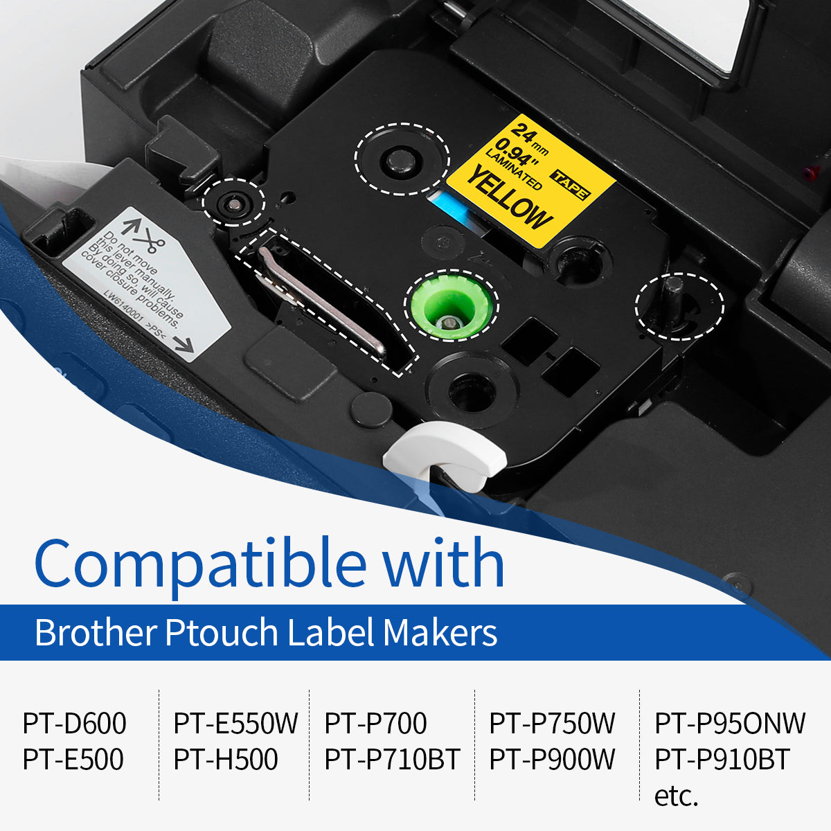 TZe-651 24mm Label Tape Replace for Brother P Touch TZe TZ Tape 24mm 0.94'' Laminated Yellow TZe651 TZ651 for Ptouch PTD600 PTD400AD PT1880 Label Makers, 4-Pack Black on Yellow 1 Inch