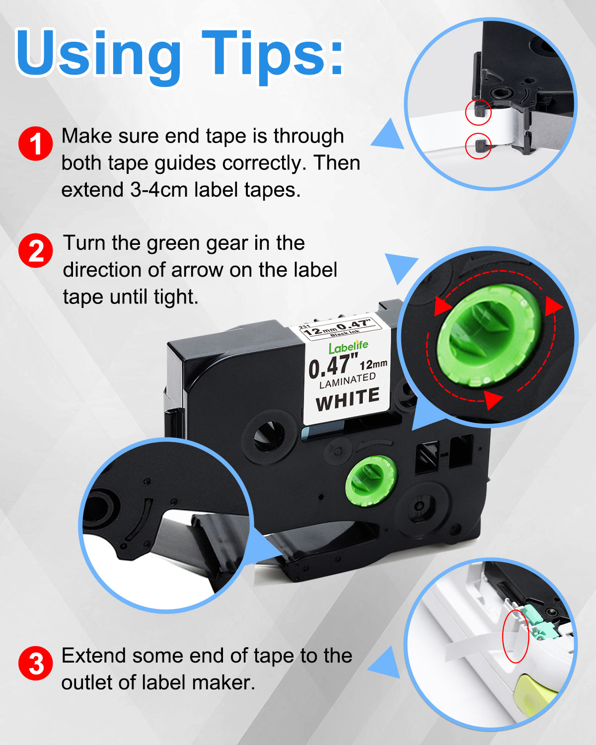 Labelife 6-Pack Compatible Brother P Touch Label Tape TZe TZ Tape 12mm 0.47 Laminated Label Maker Tape for Brother Ptouch PT-D210 PT-H110 PT-D220 PTD610BT D400 D600, White/Orange/Red/Blue/Yellow/Green