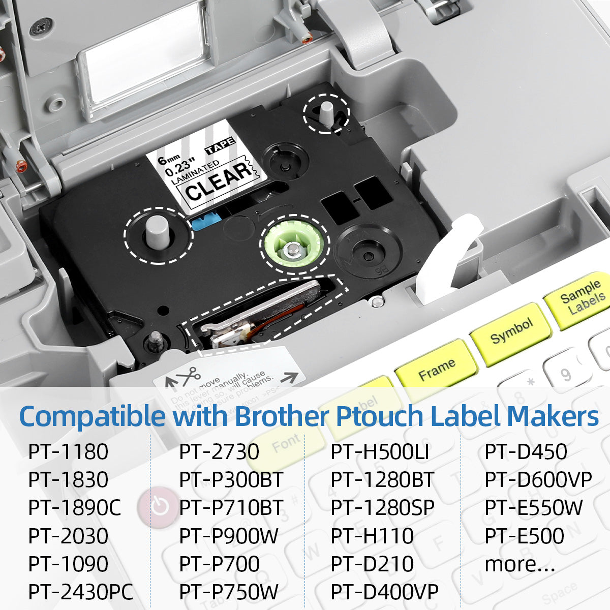 Labelife TZe-111 Compatible with Brother P Touch TZe TZ Tape 6mm 0.23 Laminated Clear 1/4'' Label Maker Tape for ptouch PTH110 PT-D200 PTD220 PTD400 PTD600, 4-Pack TZe111 TZ-111 Black on Clear