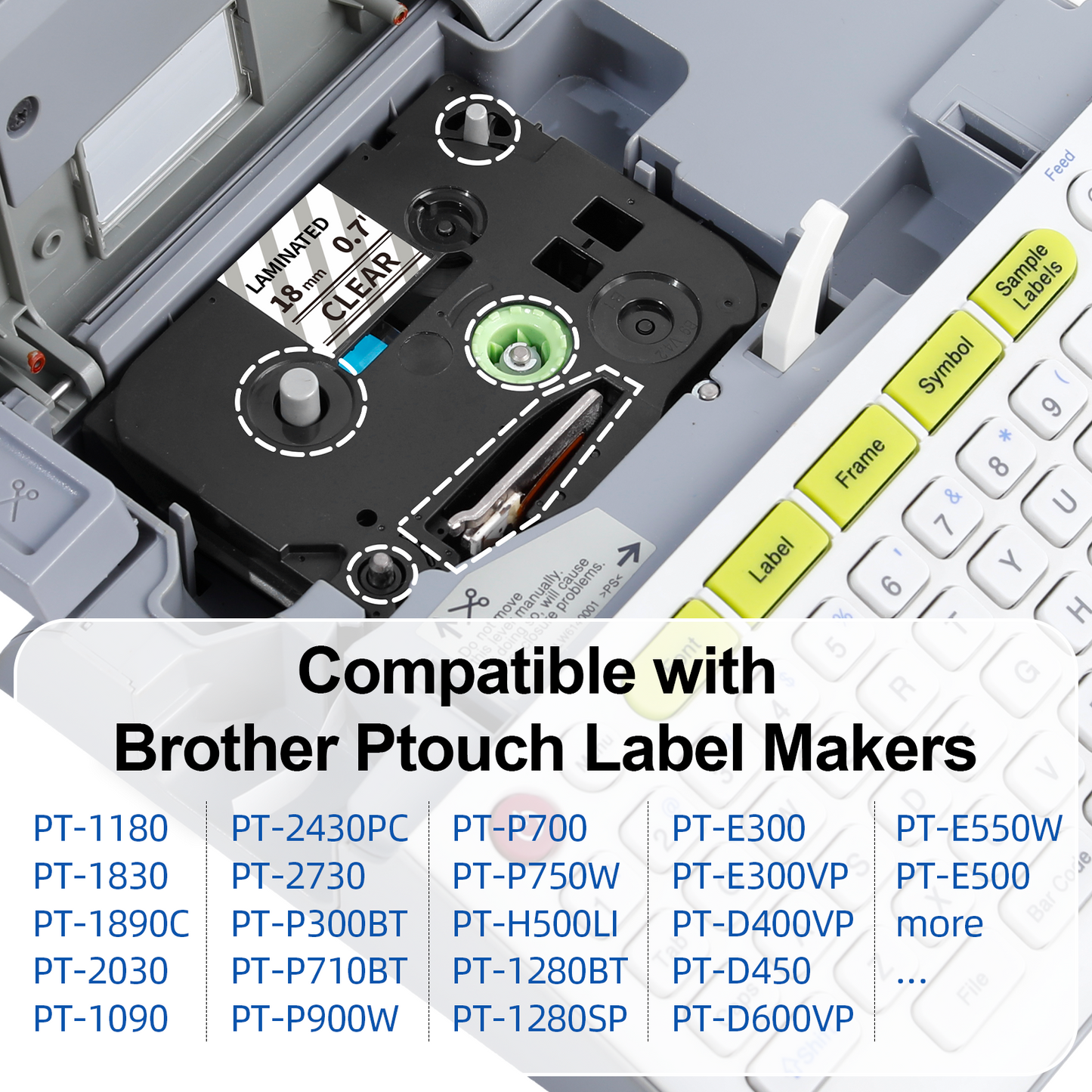 Labelife Compatible 18mm Label Tape Replacement for Brother P Touch TZe TZ Tape 18mm 0.7 Laminated Clear TZe-141 TZe141 TZ141 for Ptouch PTD600 PTD400AD PT1880 Label Maker, 4-Pack Black on Clear 3/4"