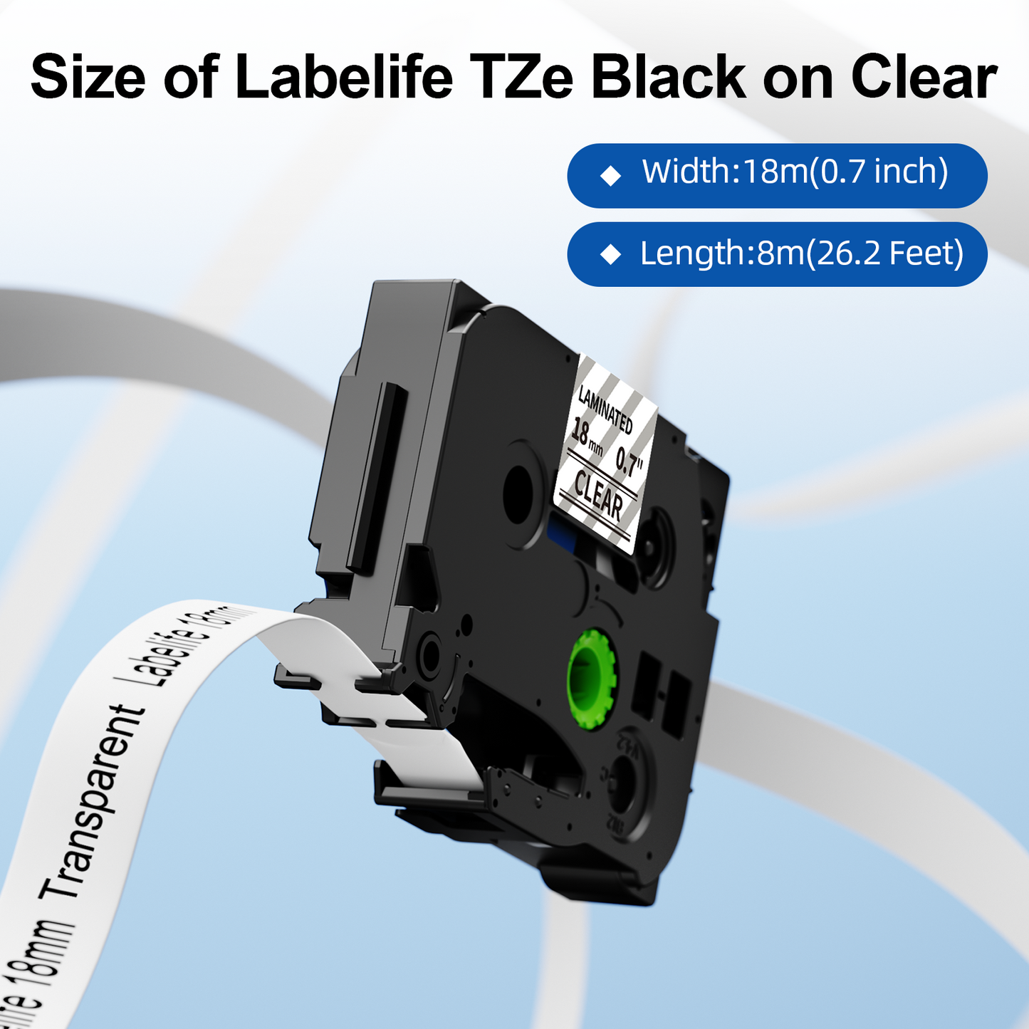 Labelife Compatible 18mm Label Tape Replacement for Brother P Touch TZe TZ Tape 18mm 0.7 Laminated Clear TZe-141 TZe141 TZ141 for Ptouch PTD600 PTD400AD PT1880 Label Maker, 4-Pack Black on Clear 3/4"