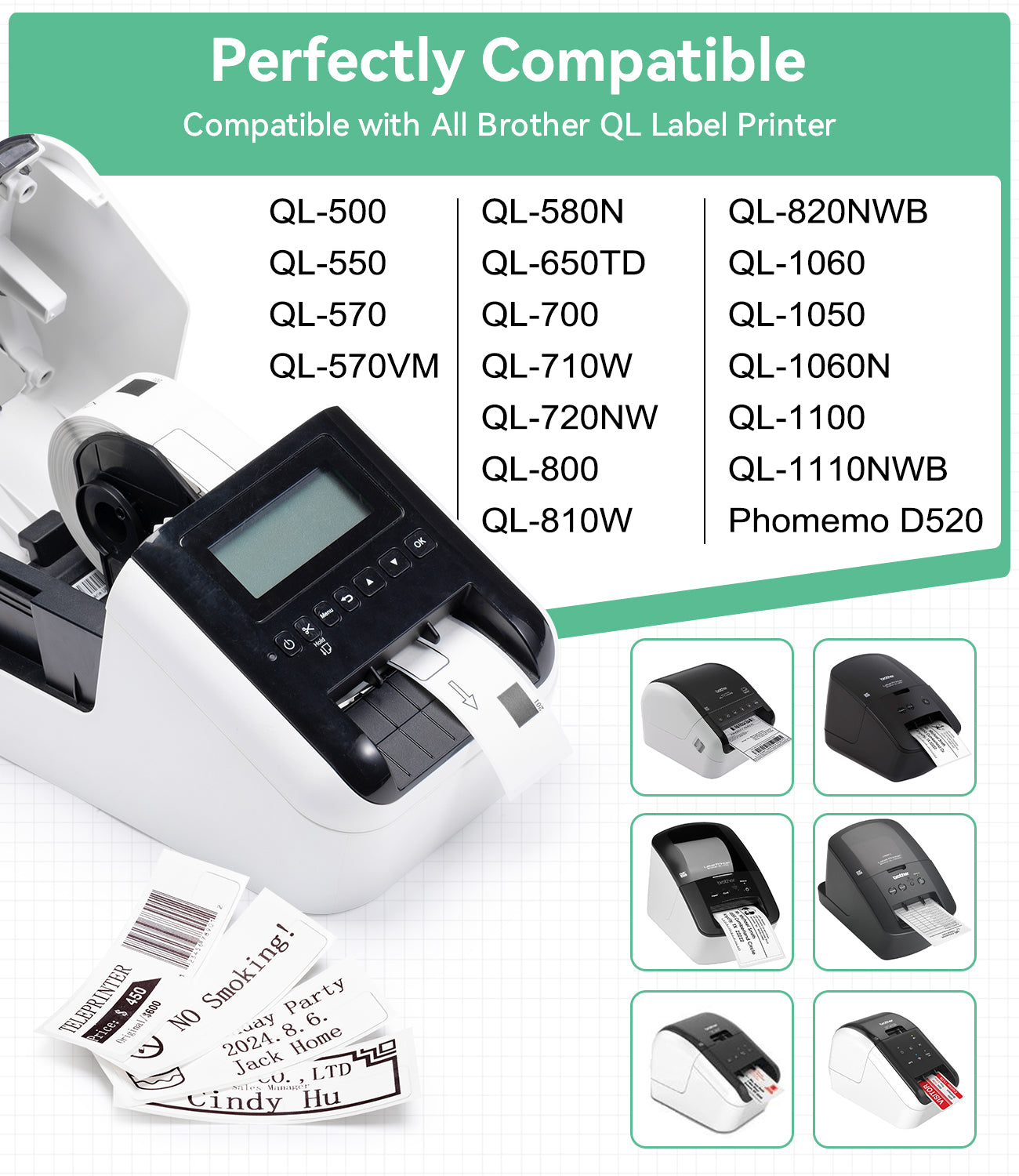 Labelife Standard Address Label Compatible 1.1" x 3.5" Brother DK-1201 Die-Cut Barcode Multipopurse Label for Brother Printer QL-820NWB, QL-700, Black on White Paper [12 Rolls 4800 Labels + 1 Frame]