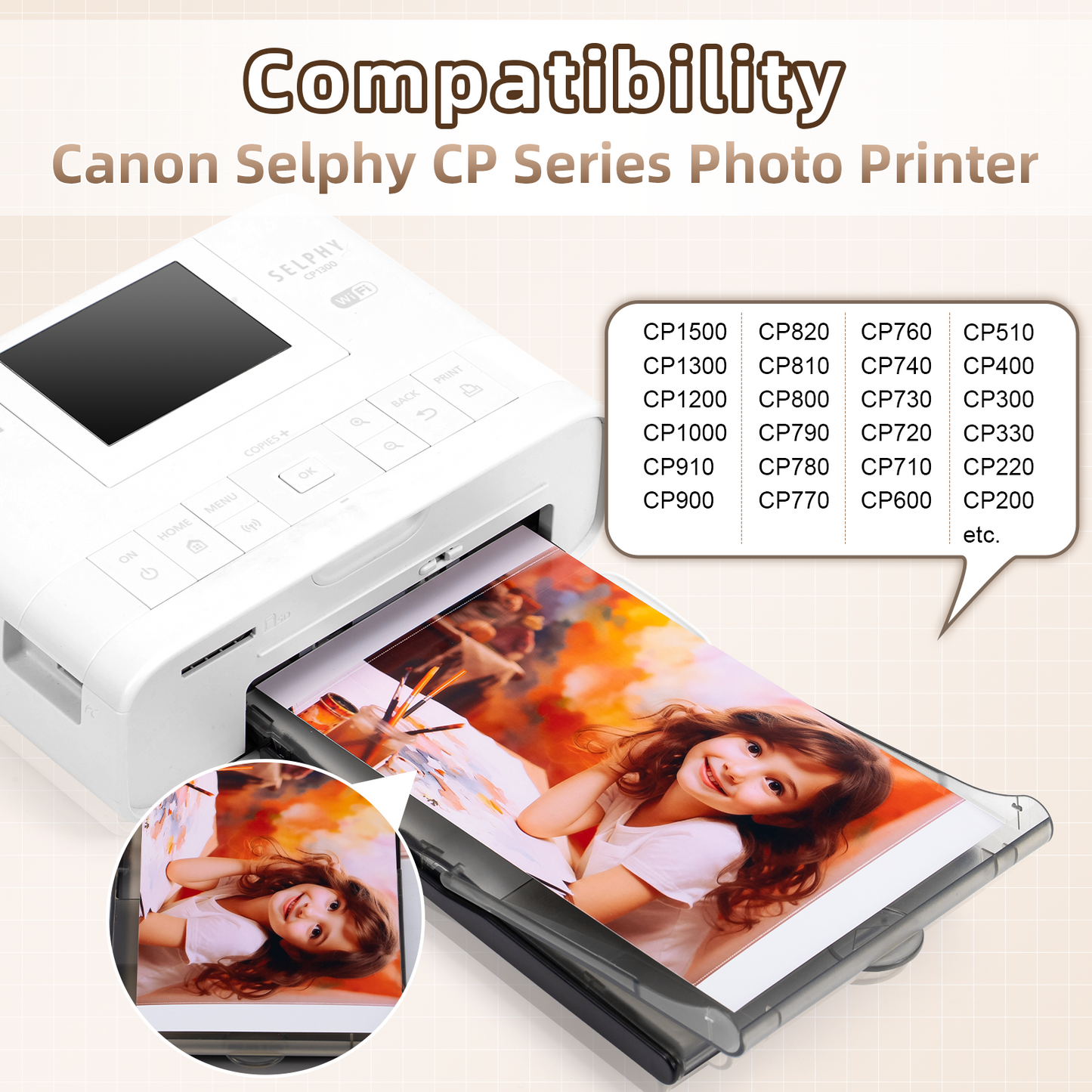 Compatible for Canon Selphy CP1300 Ink and Paper KP-108IN Color Ink and Paper Set for Selphy CP1500 CP1200 CP910 CP900 CP760 CP770 CP780 CP800, 3 Color Ink Cassette and 108 Sheets 4x6 Photo Paper