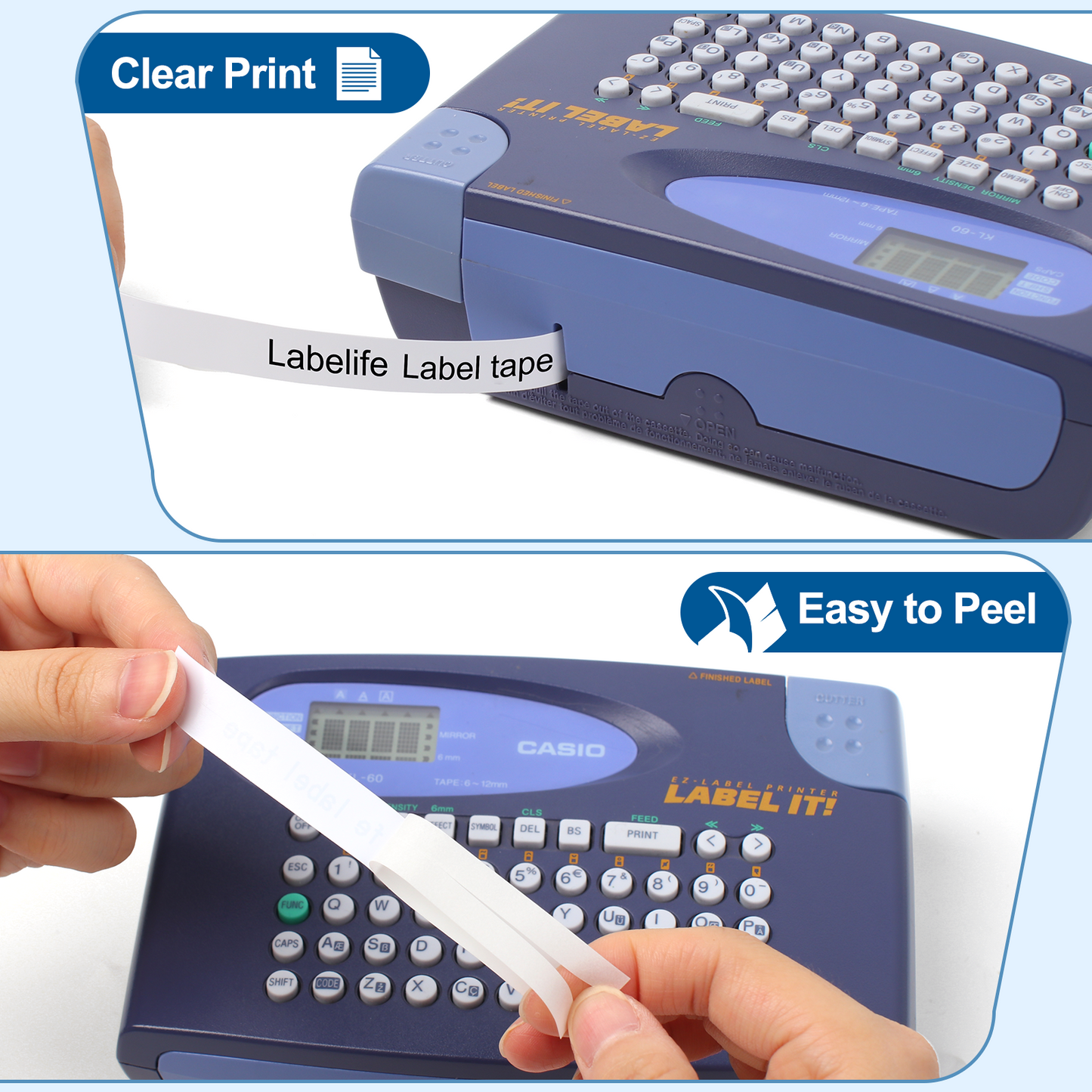 XR-18WE Replace for Casio Label Maker Tape 18mm 3/4'' XR18WE XR-18WE2S Label It Tape Cassette Comaptible Casio EZ Label Printer KL-750 KL-780 KL-7000 KL-7200 KL-120 KL-820, 3-Pack Black on White