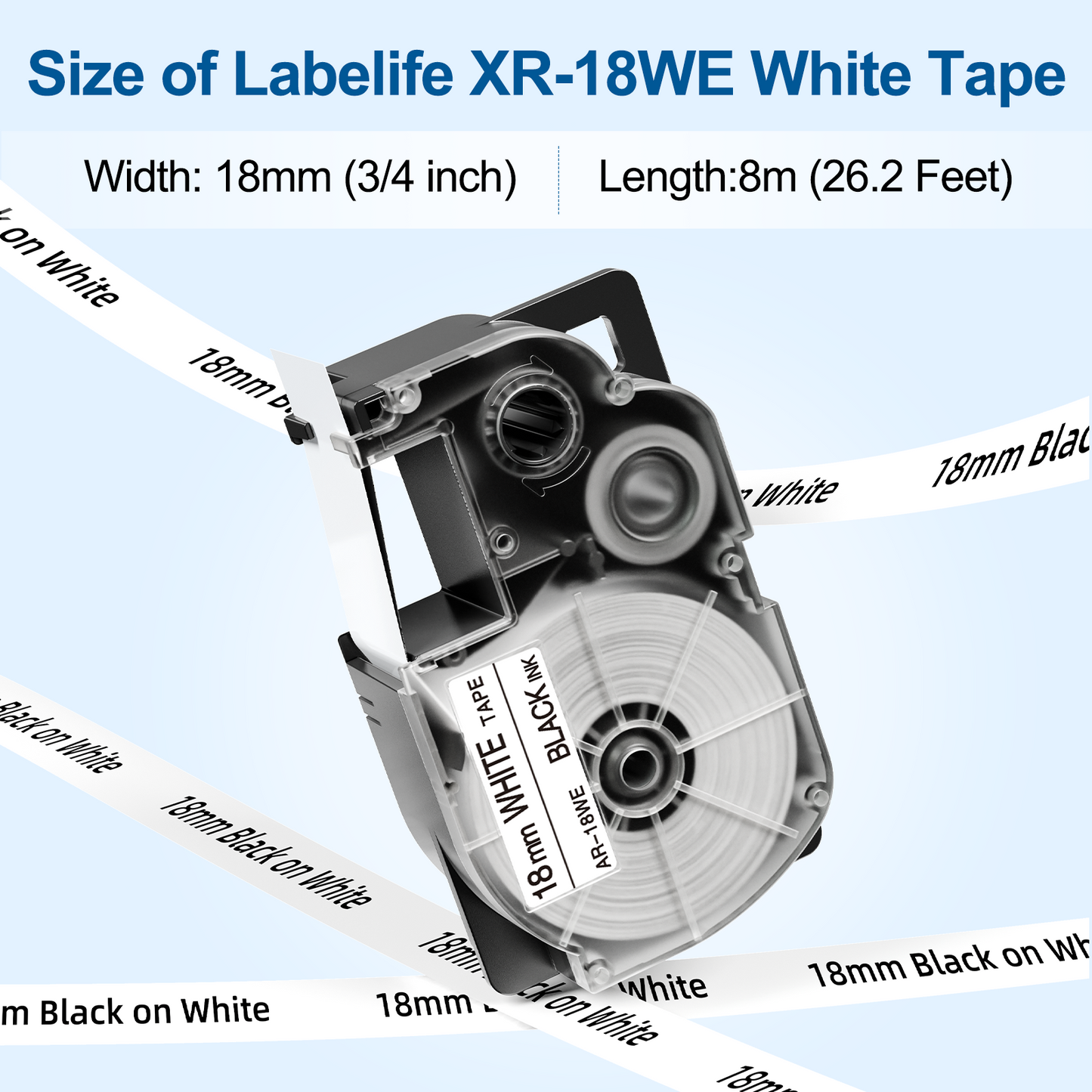 XR-18WE Replace for Casio Label Maker Tape 18mm 3/4'' XR18WE XR-18WE2S Label It Tape Cassette Comaptible Casio EZ Label Printer KL-750 KL-780 KL-7000 KL-7200 KL-120 KL-820, 3-Pack Black on White