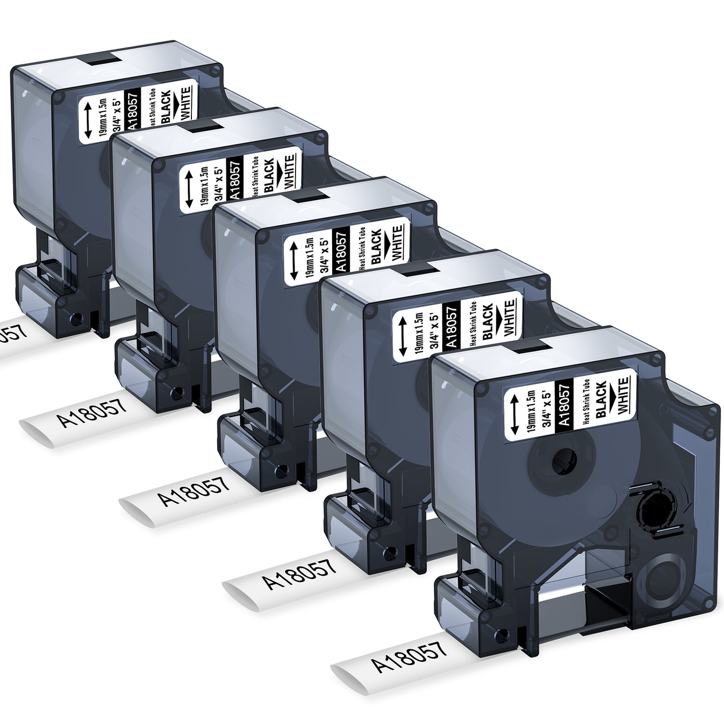 Compatible with DYMO Rhino 5200 Heat Shrink Labels 3/4 18057 A18057 White Heat Shrink Tubes Use for DYMO Rhino 4200 5000 6000 Rhinopro Industrial Label Maker, 3/4" x 4.9',5-Pack