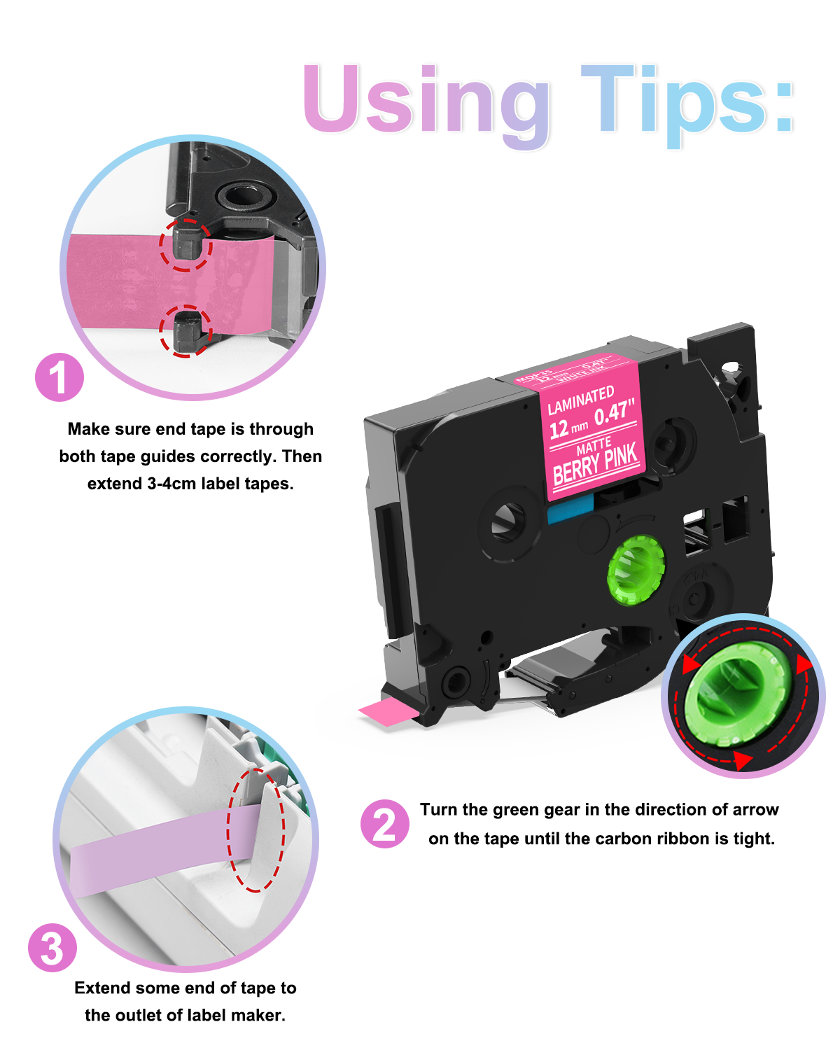 Labelife 6-Pack Replace Brother P Touch Label Tape, TZe TZ Tape 12mm 0.47 Laminated Color Label Maker Tape for Brother PT-D210 PT-H110 PT-D220 PT-D400, White on Pink/Lime Green/Orange/Blue/Green/Black