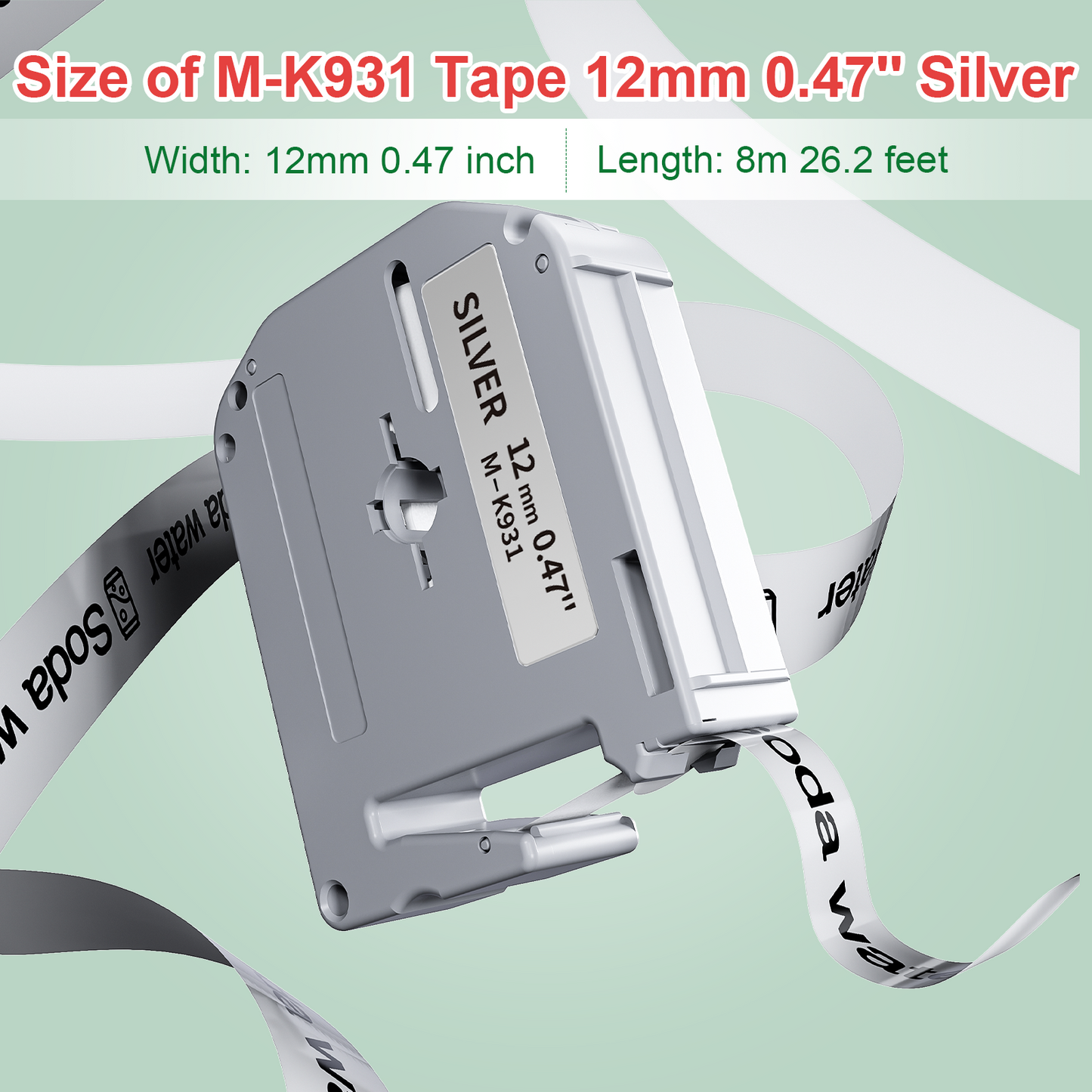 Labelife M-931 Label Tape Replace for Brother P Touch M-931s M Tape 12mm 0.47 1/2" Silver M931 M-931s M-K931 Work with Brother Ptouch PT-M95 PT-65 PT-90 PT70BM PT-45 Label Maker Refills,4-Pack