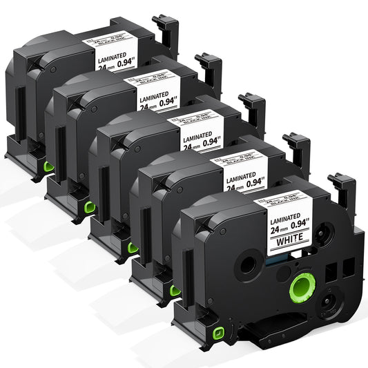 Labelife TZe-251 TZe TZ Tape 24mm 0.94 Compatible with Brother P Touch Label Maker Tape 24mm .94 Laminated White TZe251 TZ-251 1'' for Brother PT-D600 PT-D610BT PT-P710BT P700 P750W, 5-Pack