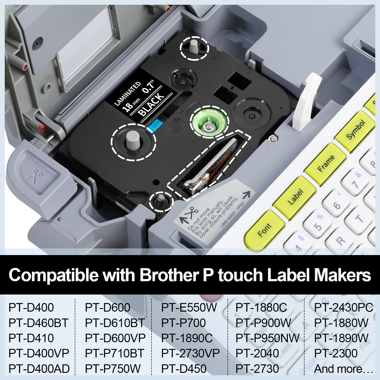 Labelife 18mm Black Label Tape TZe-345 Replacement for Brother P Touch Label Tape 18mm 0.7 Laminated White on Black TZe TZ Tape TZe345 for Brother PT-D400 PT-D410 PT-D600 PT-D610BT Label Maker, 4-Pack